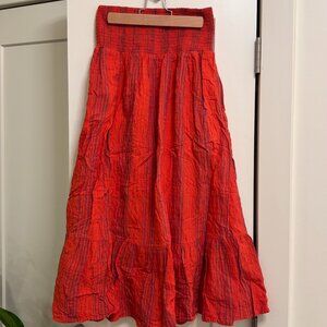 Cotton Bohemian Pull-on Midi Skirt, Size XS